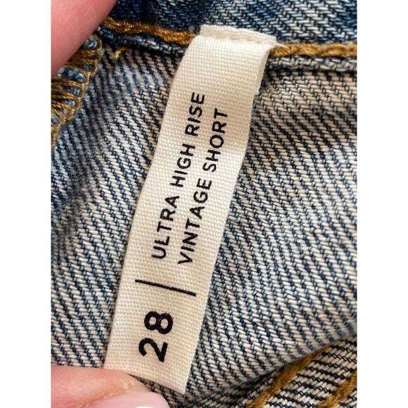 PacSun Shorts Womens Light Wash Denim Ultra High Rise 28 Button-fly Distressed - Picture 3 of 5